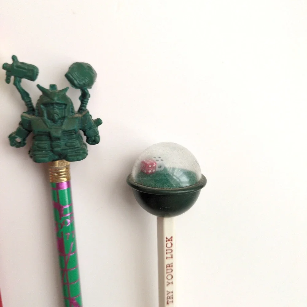 11 Vtg 80s 90s Russ Novelty Unused Pencils w/ Toppers Animal Holiday Fuzzy
